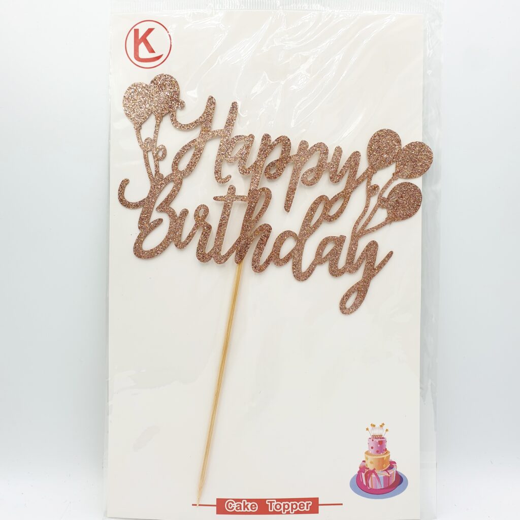 Happy Birthday Cake Topper - Rose Gold - D Party Shop